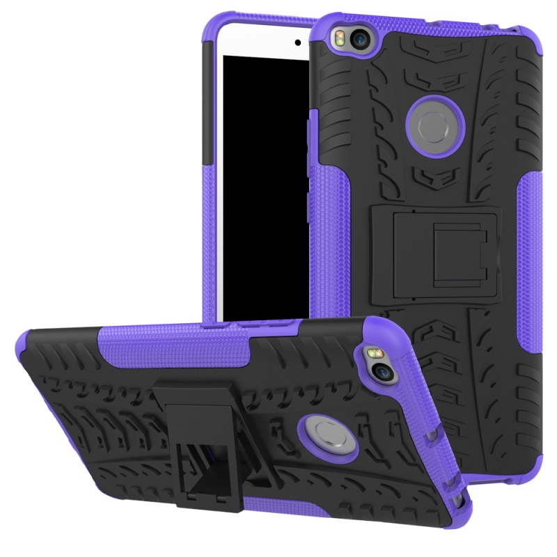 เคส Xiaomi Mi Max 2 #เคสฝาหลังไฮบริดรูปแบบยางรถยนต์ Kickstand TPU + PC 2 in 1