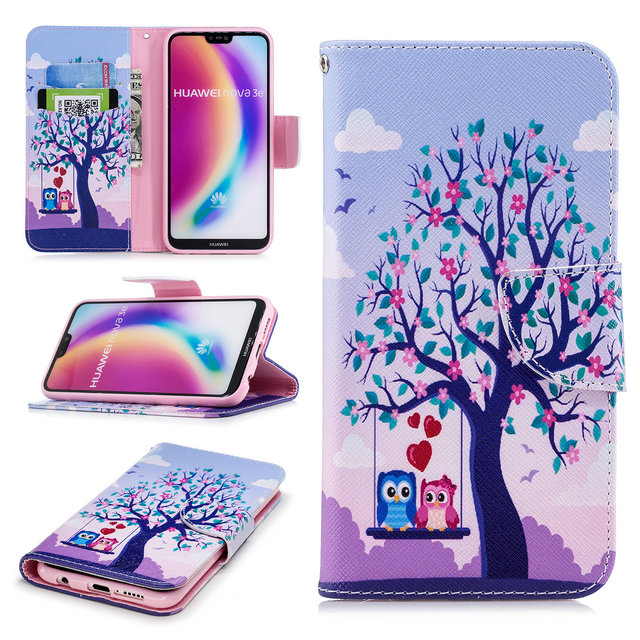 Case Huawei P20 Lite/Nova 3e #เคสฝาพับสไตล์กระเป๋าสตางค์พิมพ์ลายสวยๆ Pattern Printing Magnetic Leather