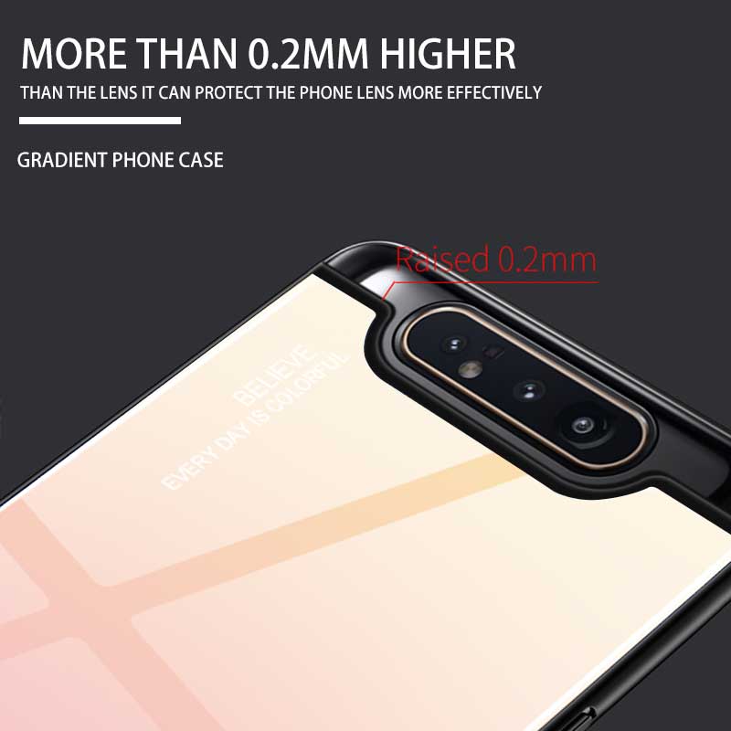 Case Samsung Galaxy A80 # (พร้อมส่ง) เคสฝาหลัง กระจกสีไล่โทนสี Glass + PC + TPU Hybrid Case สี น้ำเงิน/ม่วง