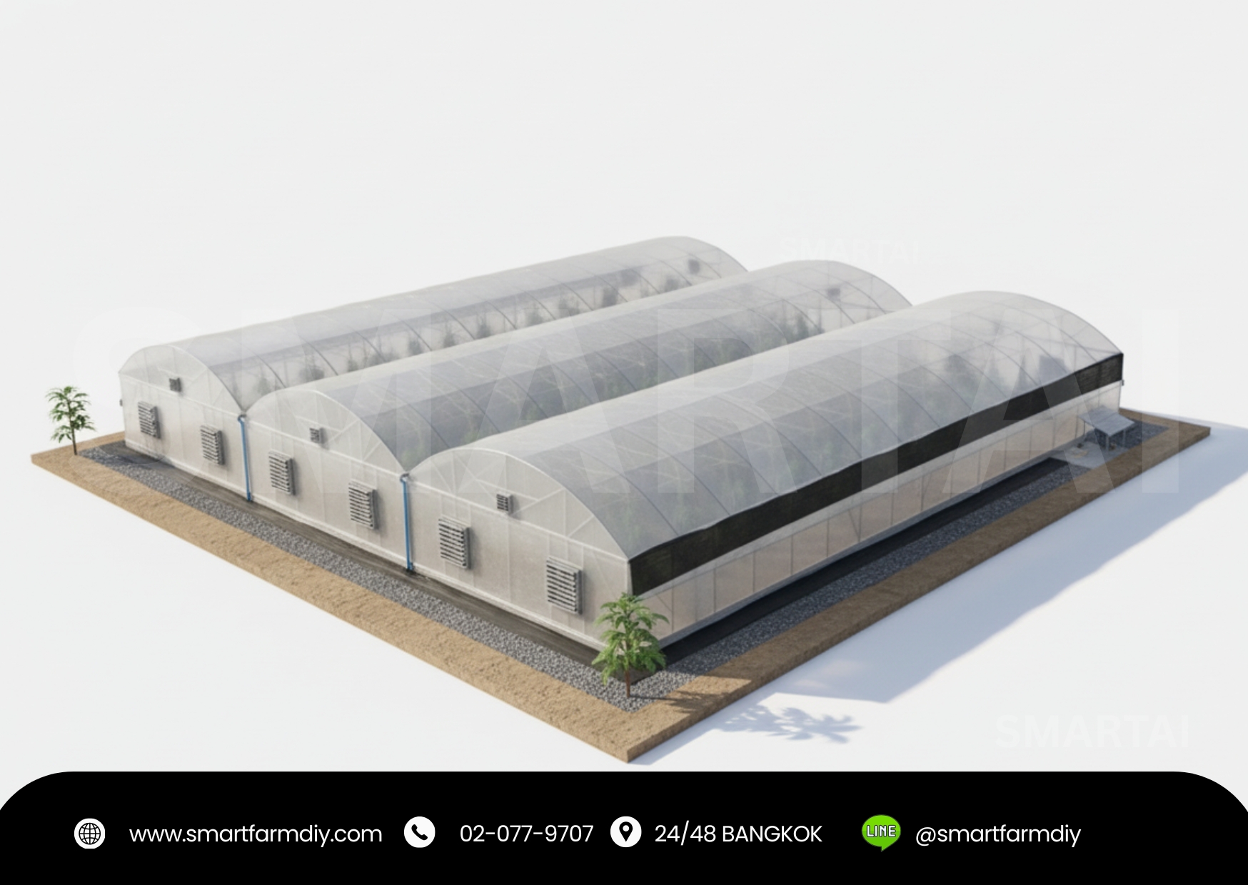 โรงเรือนเพาะปลูกพืชจั่ว1ชั้น พร้อมระบบอีแวป ขนาดใหญ่