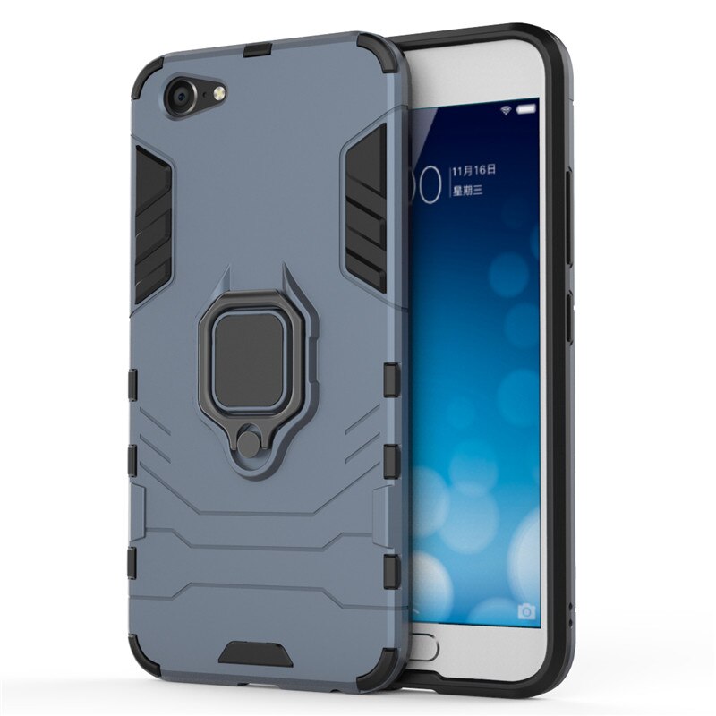 Case Vivo X9 Plus #เคสฝาหลังพลาสติกแข็ง +TPU Hybrid Case มีแหวนสวมนิ้วโลหะ