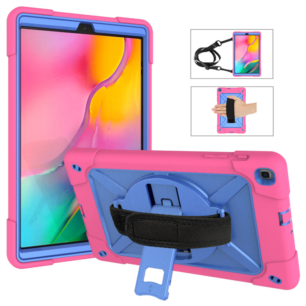เคส Samsung Galaxy Tab A 10.1 (2019) SM-T510/T515 #เคสฝาหลังกันกระแทก 360 Degree Rotary Kickstand PC + Silicone มีสายคล้องมือ มีสายคล้องไหล่