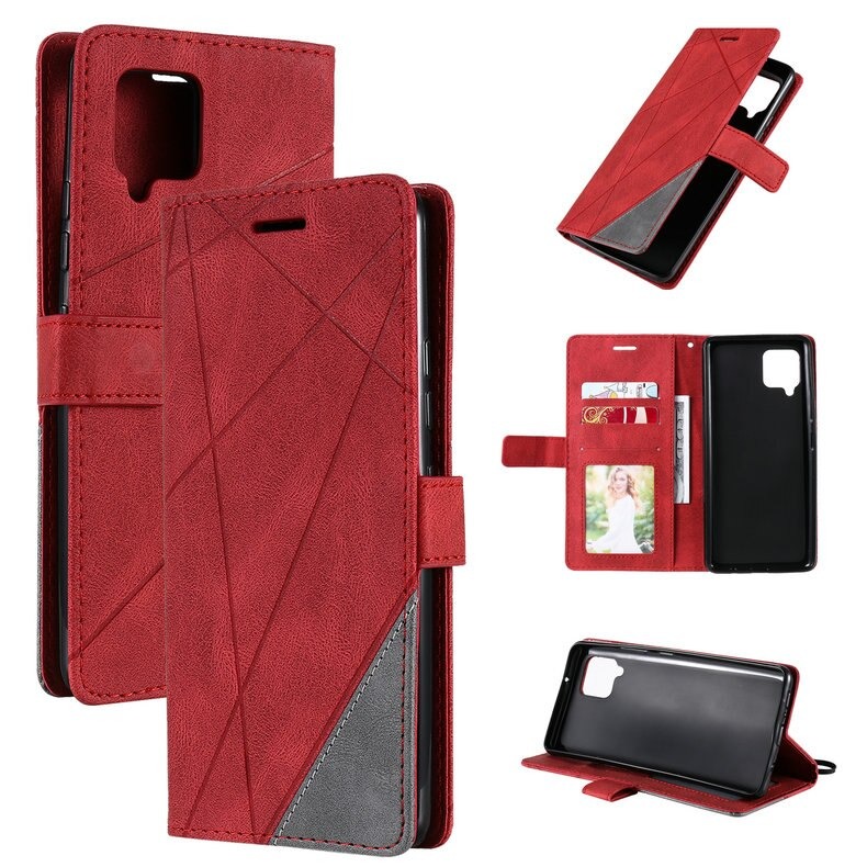 Case Samsung Galaxy A42 5G #เคสฝาพับหนัง PU มีช่องเสียบบัตรอื่นๆในตัว Geometric Pattern Leather Card Holder Protective