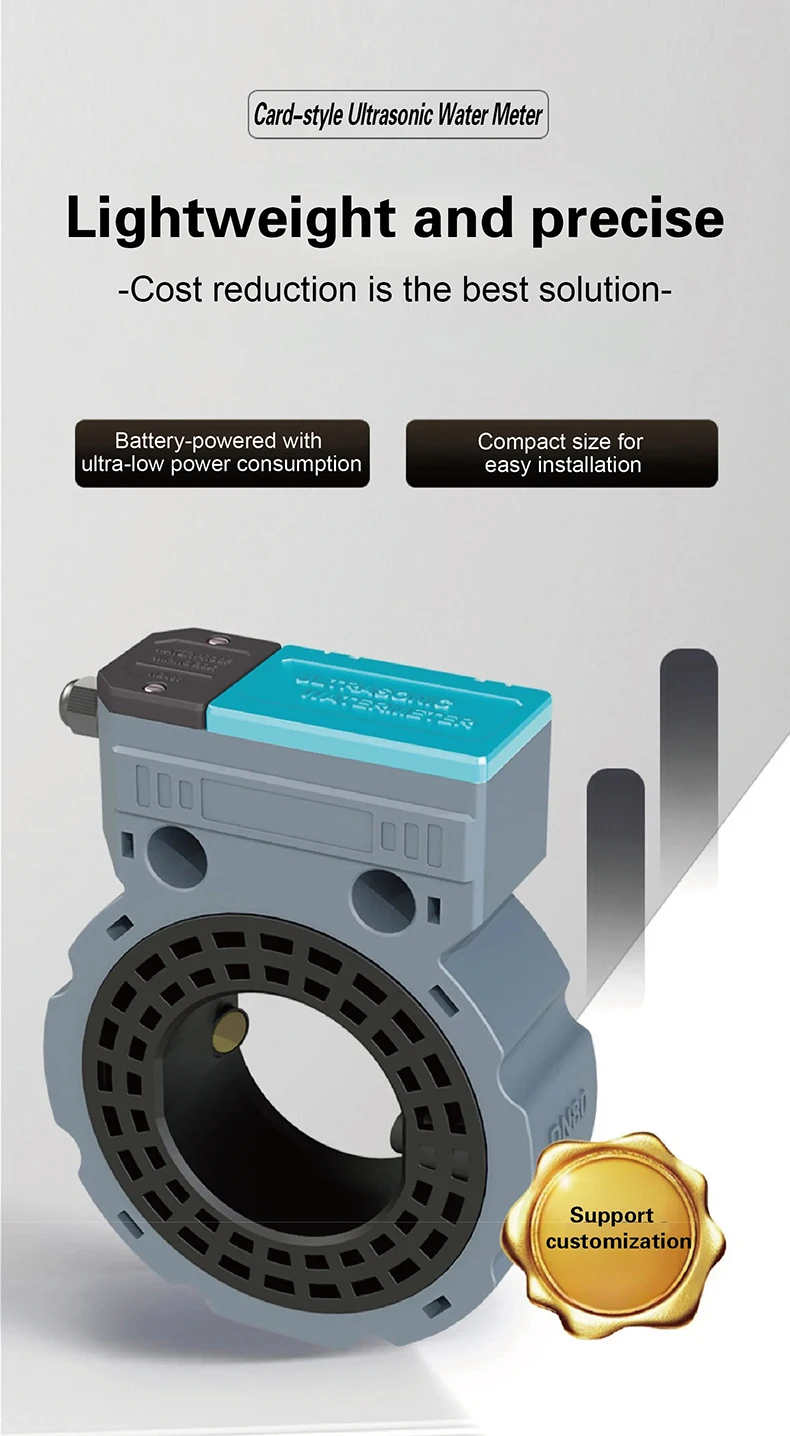 IP68 Intelligent Ultrasonic Water Flow Meter Battery Operated RS485 Pipe Mounted For Agriculture