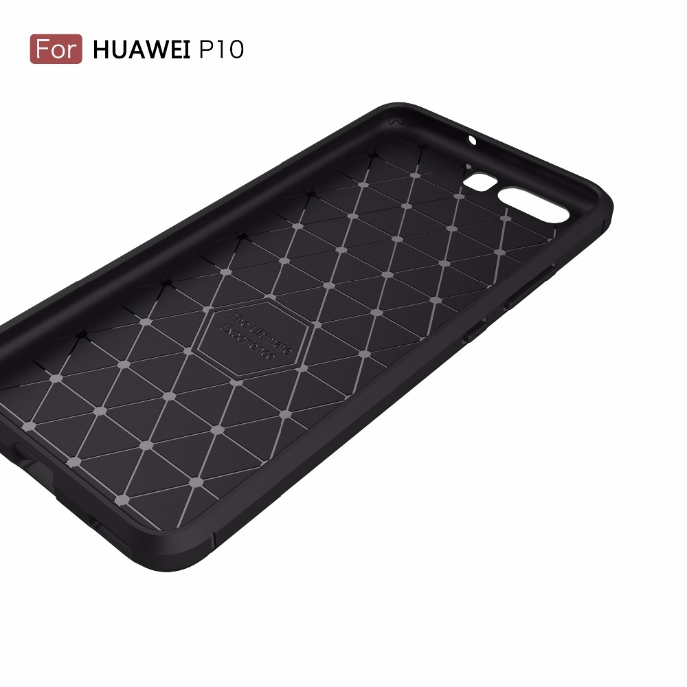 เคส Huawei P10 #เคสTPU +Carbon Fibre Brushed - สีดำ พร้อมส่ง