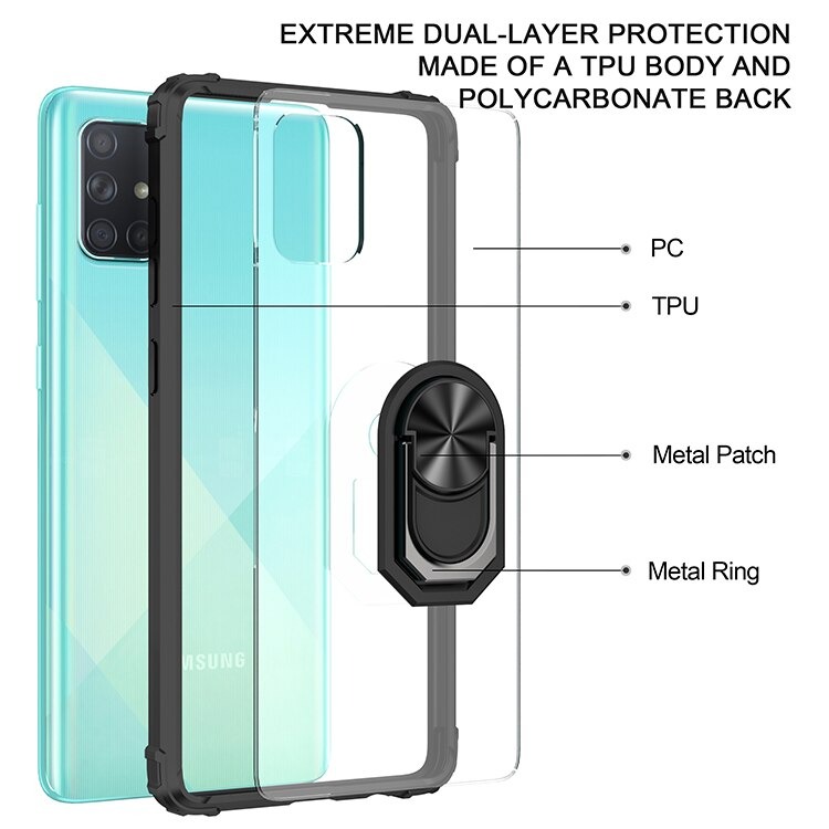 Case Samsung Galaxy Note 10 lite #เคสฝาหลังใสขอบทึบ +TPU Hybrid Case มีแหวนสวมนิ้วโลหะ