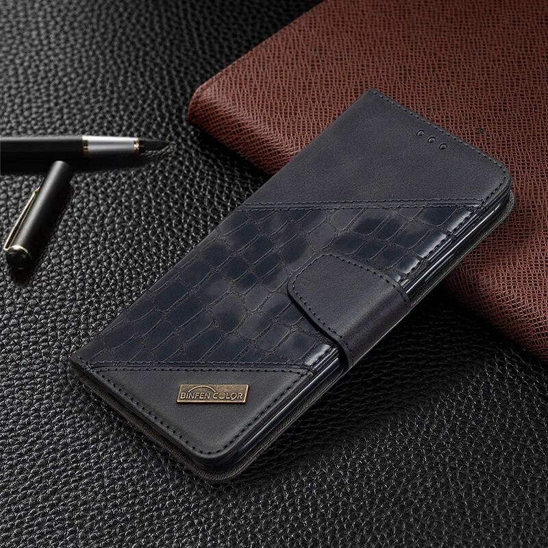 เคส Samsung Galaxy A22#เคสฝาพับหนัง PU ลายนูนมีช่องเสียบบัตร Luxury Crocodile Texture Wallet Emboss Leather Stand Phone Case