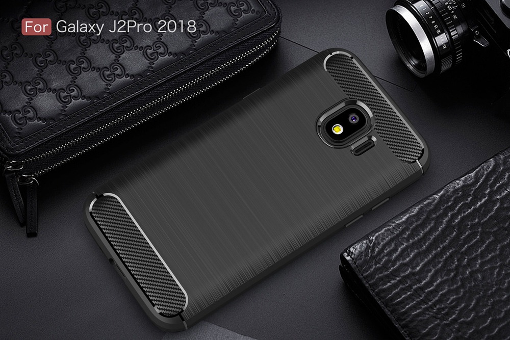 เคส Samsung Galaxy J2 Pro 2018 #เคสฝาหลัง TPU นิ่มคาร์บอนไฟเบอร์แบบผิวขัดแปรง