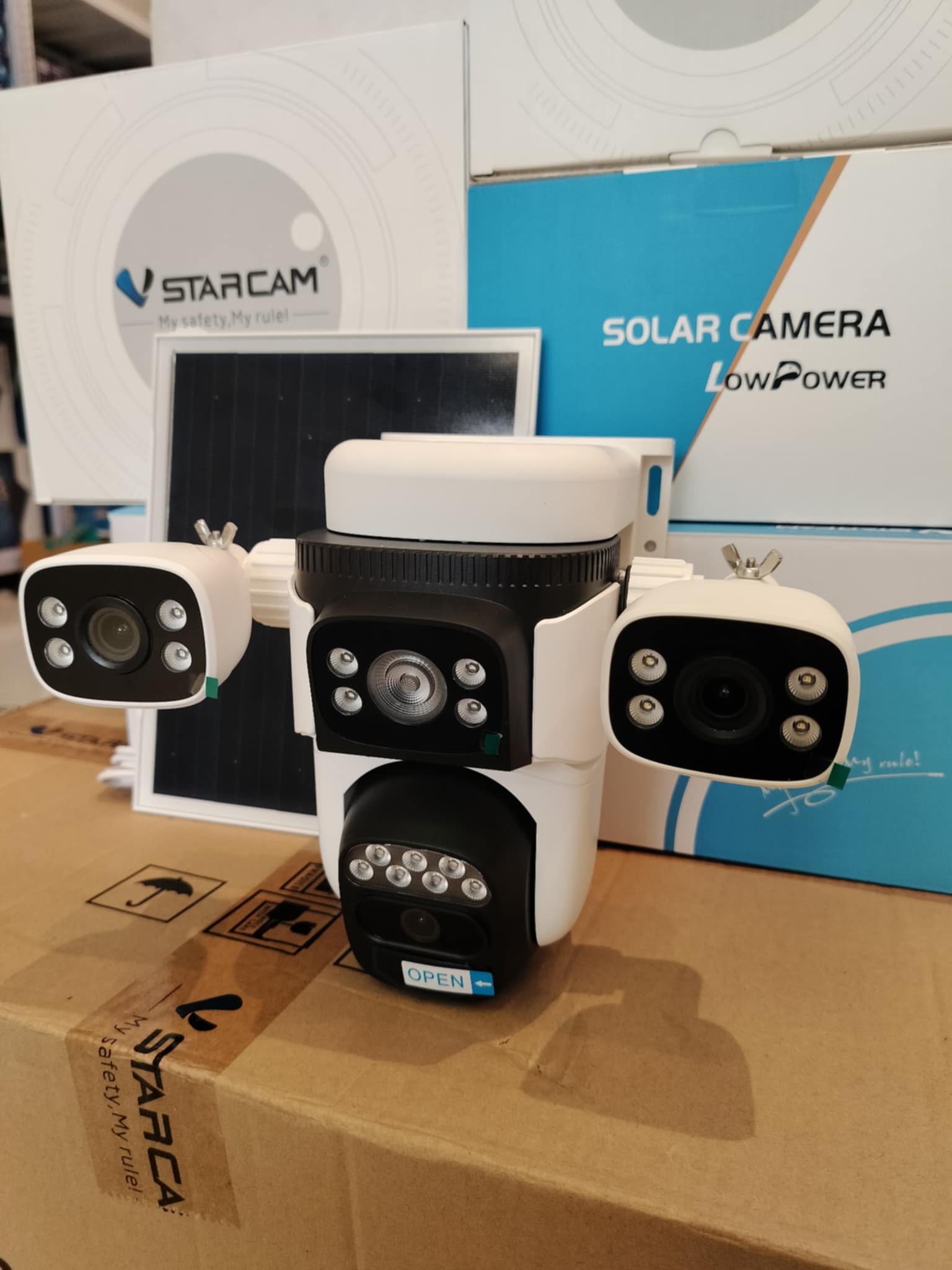 Vstarcam Vstarcam กล้องสามเลนส์โซล่าเซลล์แบบใส่ซิมใช้พลังงานแสงอาทิตย์ รุ่นBG621SR คมชัด2ล้านพิกเซล รองรับซิม4Gทุกเครือข่าย ขาว