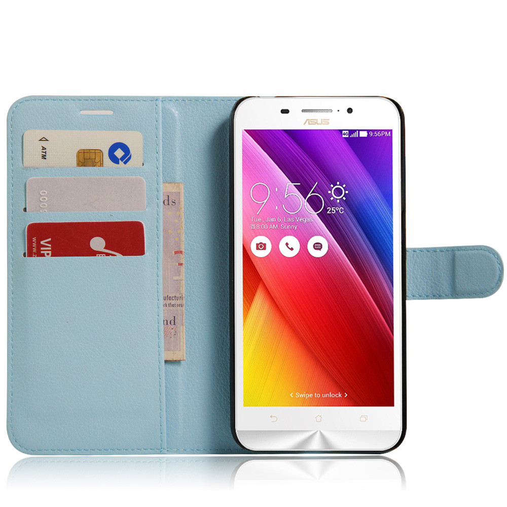 Case Asus Zenfone Max ZC550KL หนัง PUผิวลิ้นจี่สไตล์กระเป๋าสตางค์มีช่องเสียบการ์ด