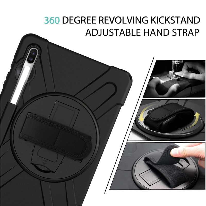 เคส Samsung Galaxy Tab S7 11นิ้ว T870 T875 #เคสฝาหลังกันกระแทก X-Shape 360 Degree Rotary Kickstand PC + Silicone มีสายคล้องมือ มีสายสะพายคล้องไหล่