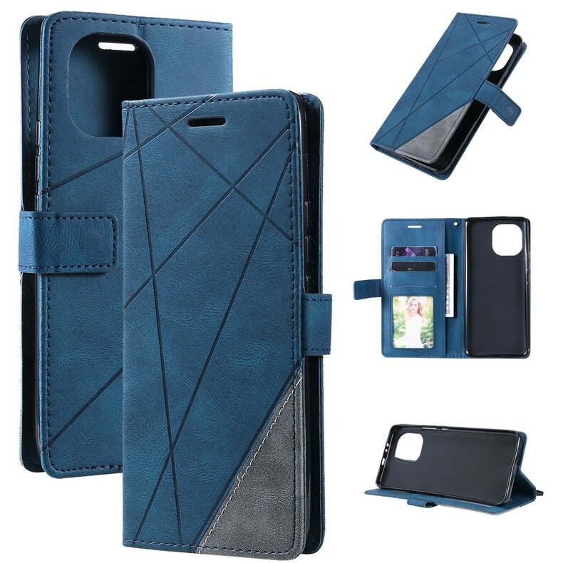 เคส Xiaomi Mi 11 #เคสฝาพับหนัง PU มีช่องเสียบบัตรอื่นๆในตัว Geometric Pattern Leather Card Holder Protective