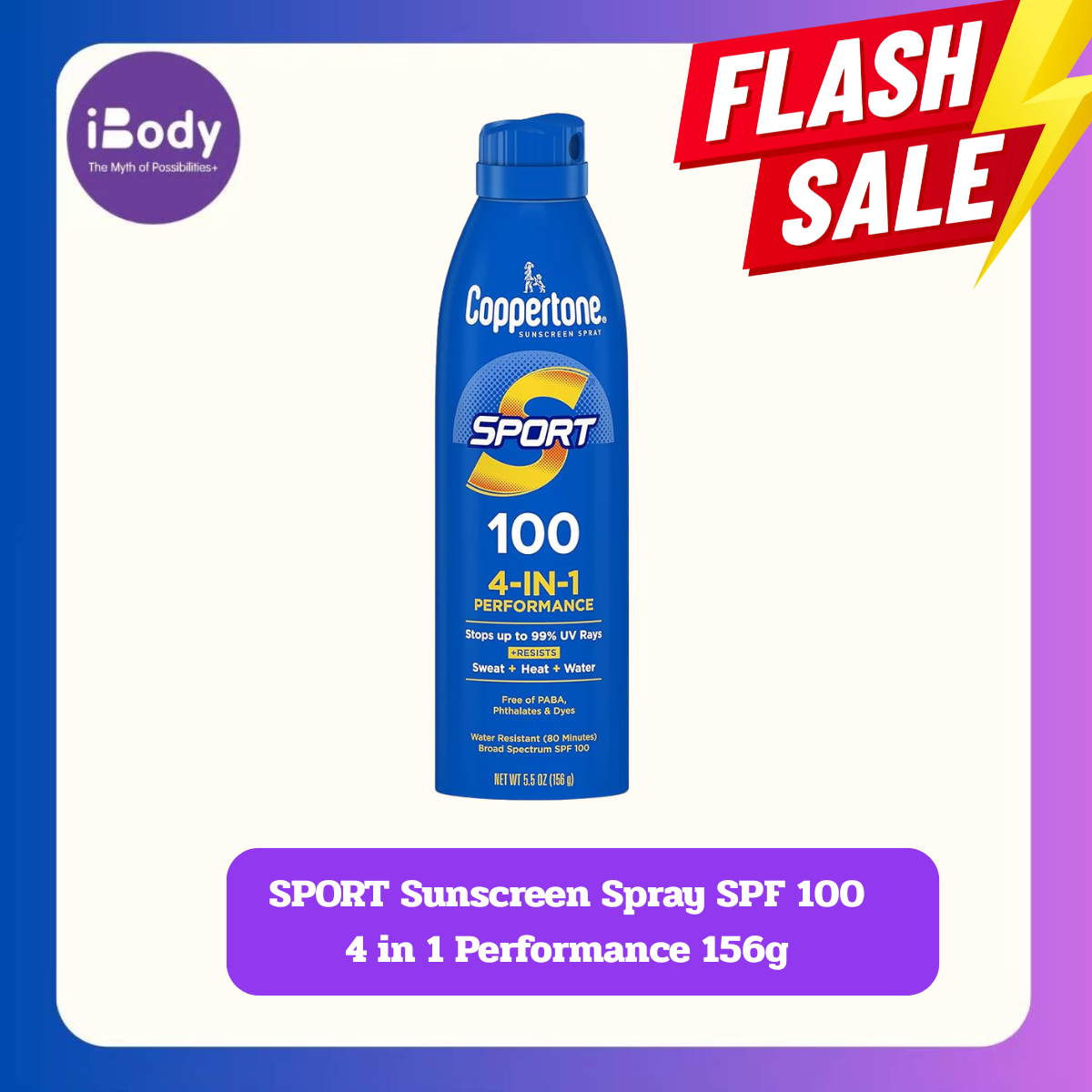 (Coppertone®) SPORT Sunscreen Spray SPF100, 4-in-1 Performance สเปรย์กันแดด