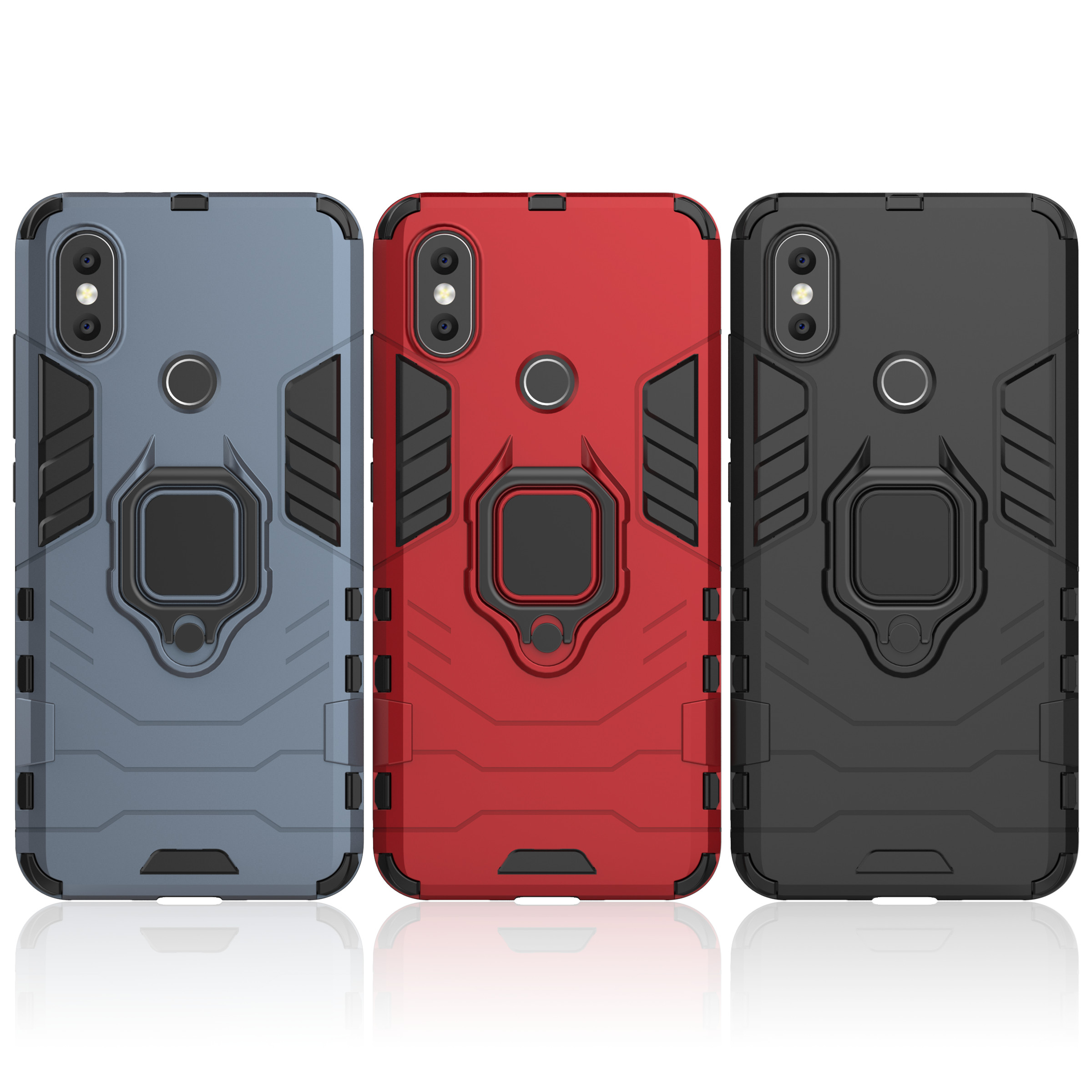 เคส Xiaomi Mi A2 Lite #เคสฝาหลังพลาสติกแข็ง +TPU Hybrid Case พร้อมแหวนสวมนิ้วโลหะ