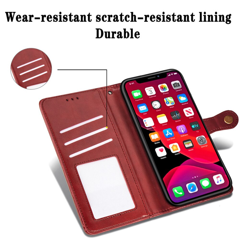 Case iPhone 11 6.1 inch #เคสฝาพับแถบปิดแม่เหล็กพับตั้งได้ Magnetic Closure Wallet Lanyard Leather