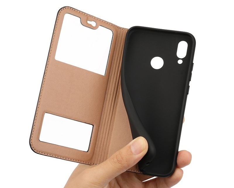 เคส Huawei P20 Lite (Nova 3e) #เคสฝาพับ แบบ Dual View Windows Cowhide คุณภาพดี