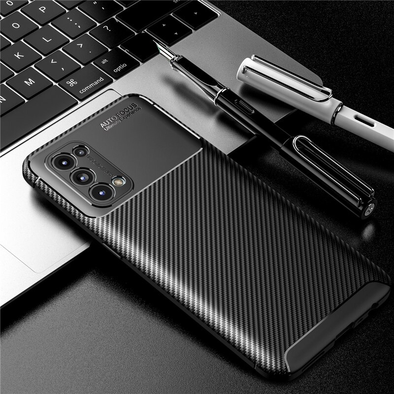 เคส OPPO Reno 6 Pro 5G #เคสฝาหลังนิ่ม Carbon Fiber Anti-drop TPU Protection