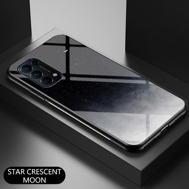 เคส OPPO Reno 5 Pro 5G #เคสฝาหลัง Gradient Color Glass + PC + TPU Hybrid Case