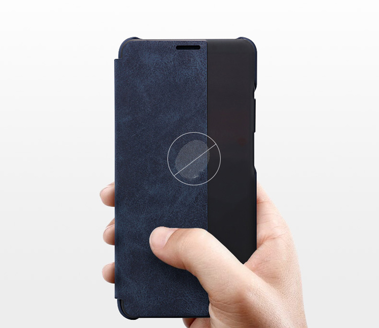 เคส Huawei Mate 10 Pro #เคสฝาพับมีช่องวิวด้านข้างแนวยาวหนัง PU ผิวหนังม้าแบบคลาสสิกตัดด้วยแถบสีดูดีมีสไตล์ คุณภาพดี