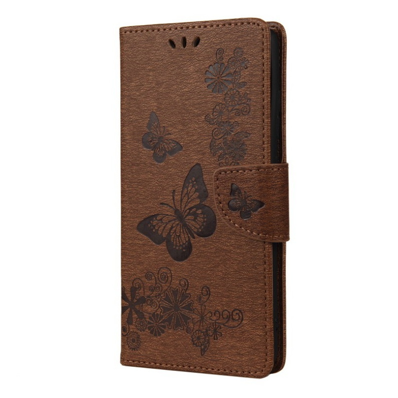 เคส Samsung Galaxy S20 #เคสฝาพับหนัง PU ลายดอกไม้ผีเสื้อมีช่องใส่บัตร