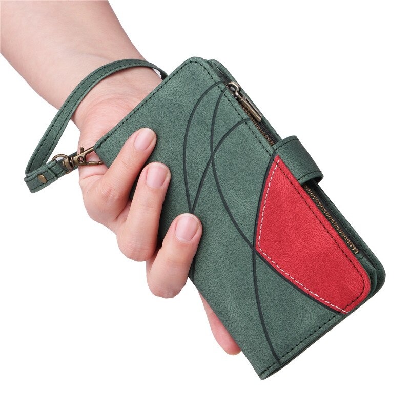 เคส Xiaomi 12 Pro #เคสฝาพับหนัง PU มีช่องซิปมีที่เสียบการ์ด สายคล้องมือ Card Slots Luxury Flip Stand Card Zipper Phone Leather Wallet Cover