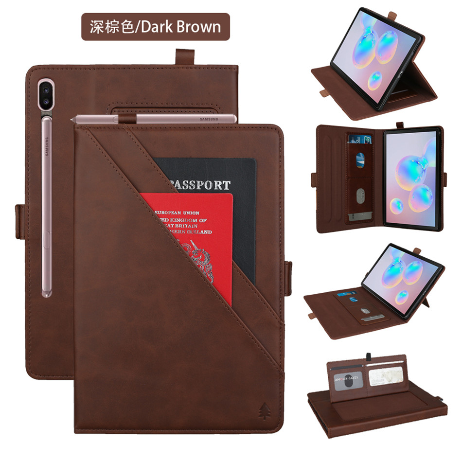 Case Samsung Galaxy Tab S7 11นิ้ว T870 T875 #เคสฝาพับหนัง PU ช่องเสียบการ์ดภายนอกและภายใน Flip Card Slots Stand Leather