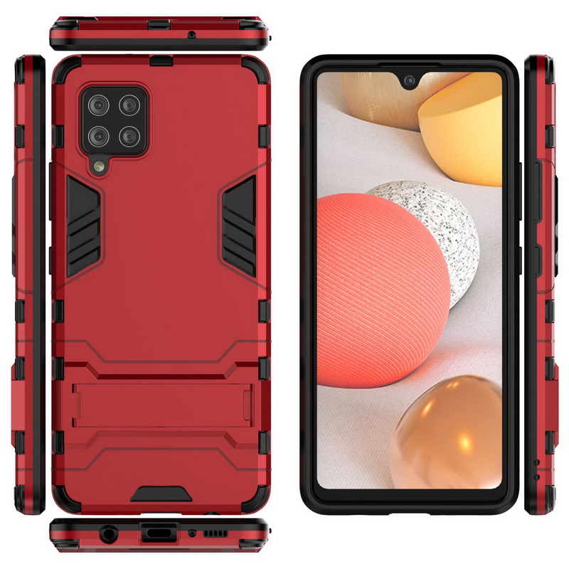 เคส Samsung Galaxy A42 5G #เคสฝาหลังพลาสติก ไฮบริด TPU + Kickstand