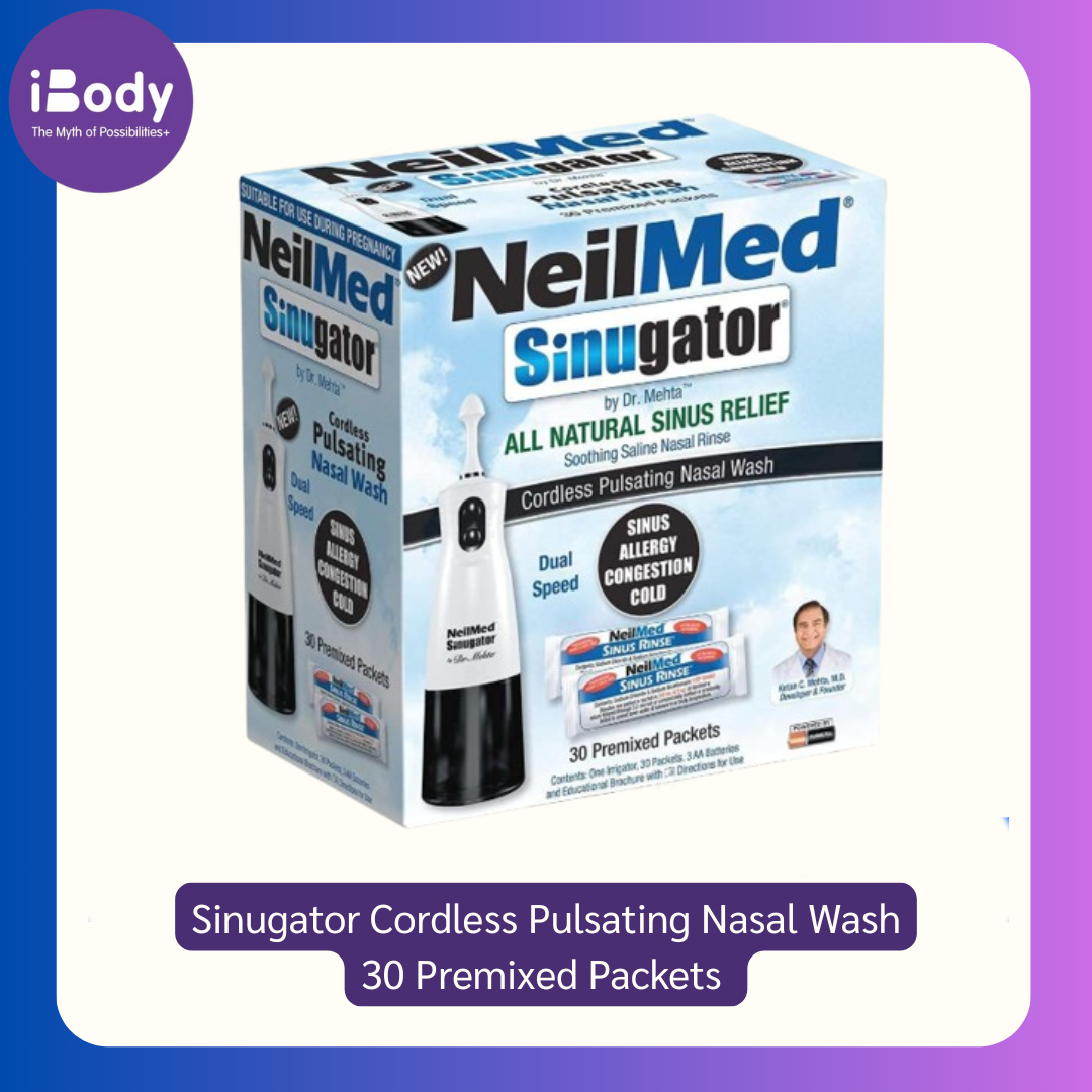NeilMed® Sinugator Relief Cordless Pulsating Nasal Wash Kit 30 Premixed Packets อุปกรณ์ล้างจมูก