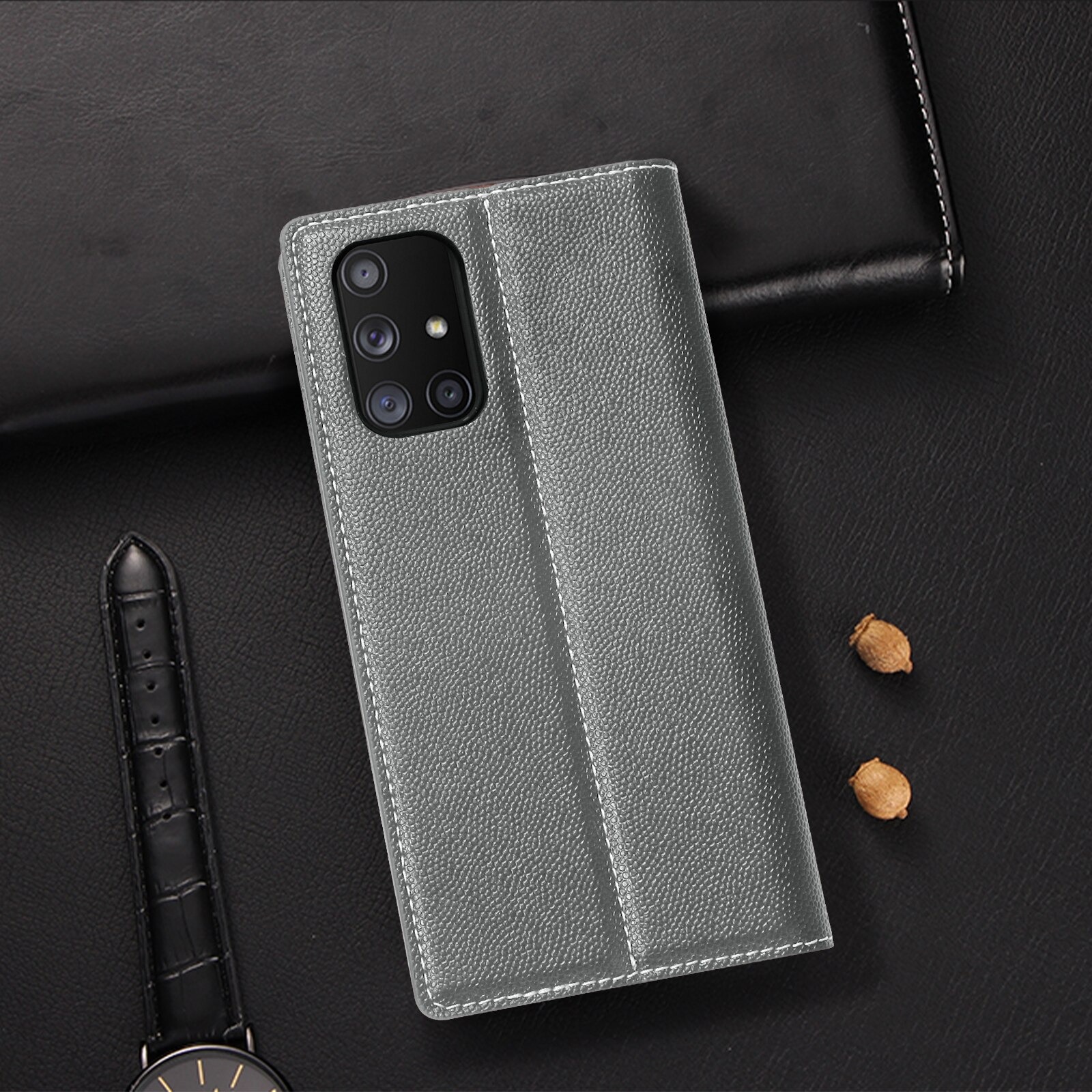 เคส Samsung Galaxy A72 / A72 5G #เคสฝาพับหนัง PU สไตล์กระเป๋าสตางค์พร้อมช่องใส่การ์ด Fashion Retro Card Slot Wallet Flip Cover PU Leather Phone Case