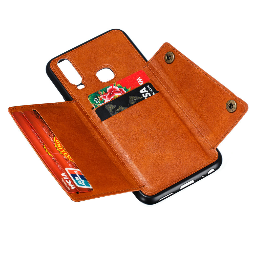 Case vivo Y17 #เคสฝาหลัง TPU เคลือบหนัง PU มีที่เก็บบัตร PU Leather Coated TPU Card Holder Magnetic Kickstand