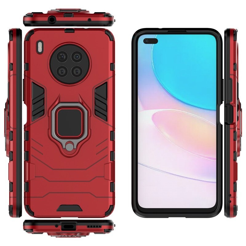 Case Huawei Nova 8i#เคสฝาหลังพลาสติกแข็ง +TPU Hybrid Case มีแหวนสวมนิ้วโลหะ