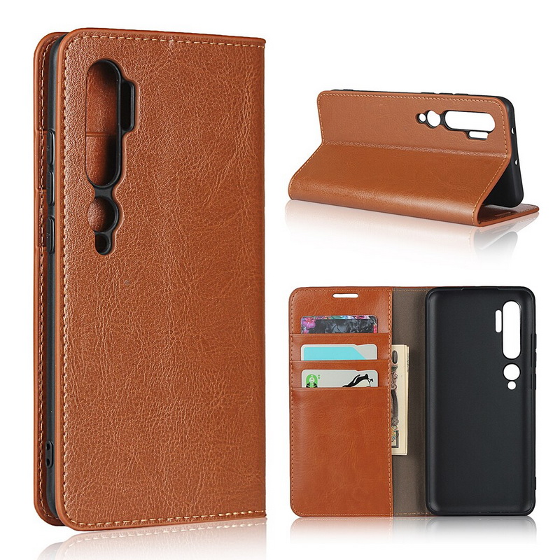 Case Xiaomi Mi Note 10 Pro #เคสฝาพับหนังแท้แบบกระเป๋าสตางค์คุณภาพดี Crazy Horse Genuine Leather Cover