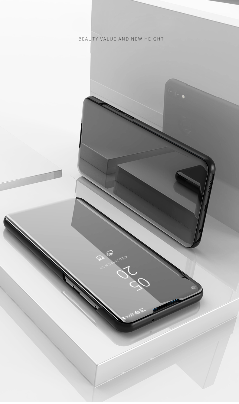 Case Honor 8X #เคสฝาพับปกโปร่งแสงผิวเงา Electroplating Mirror Surface สำหรับ Window View