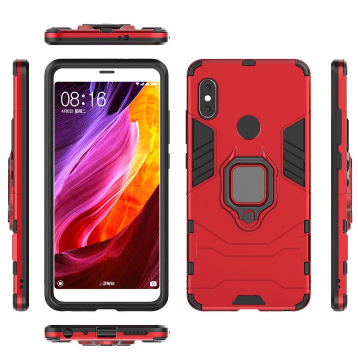 เคส Xiaomi Redmi Note 6 Pro #เคสฝาหลังพลาสติกแข็ง +TPU Hybrid Case มีแหวนสวมนิ้วโลหะ