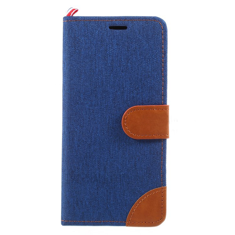 เคส Samsung Galaxy A8 (2018) #เคสฝาพับหนัง PU ผิวผ้ายีนส์สไตล์กระเป๋าสตางค์