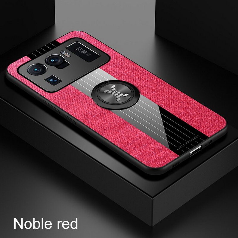 เคส Xiaomi Mi 11 Ultra #เคสฝาหลังเคลือบผ้าเนื้อมีแหวนสวมนิ้ว TPU ไฮบริด+อะคริลิ + แหวนโลหะ