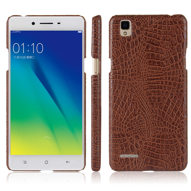 Case OPPO F1 /A35 #เคสฝาหลังพลาสติกแข็งเคลือบหนัง PU ลายผิวหนังจระเข้