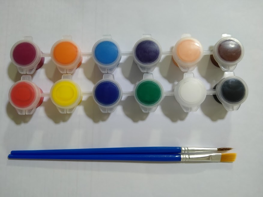 สีอะครีลิค 12 ชิ้น 6 มล. สำหรับนักเรียนเพ้นท์หน้ากากงิ้วปักกิ่ง 6毫升12连体简易装丙烯颜料儿童绘画 6 ml 12 Pieces Simple Acrylic Peking Opera Mask Paint for Student
