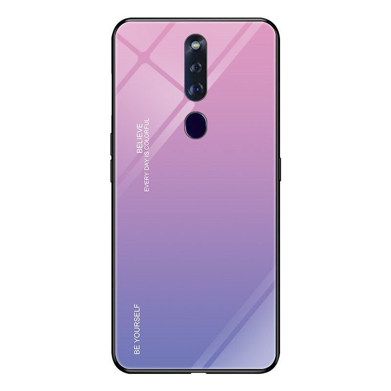Case OPPO F11 Pro #เคสฝาหลัง Gradient Color Glass + PC + TPU Hybrid Case