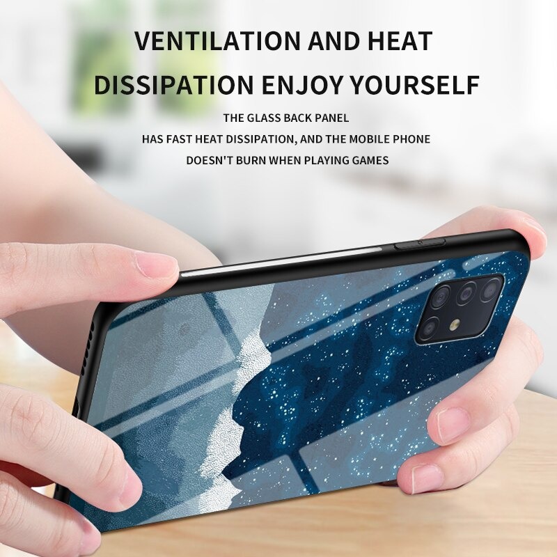 Case Samsung Galaxy M51 #เคสฝาหลัง Gradient Color Glass + PC + TPU Hybrid Case