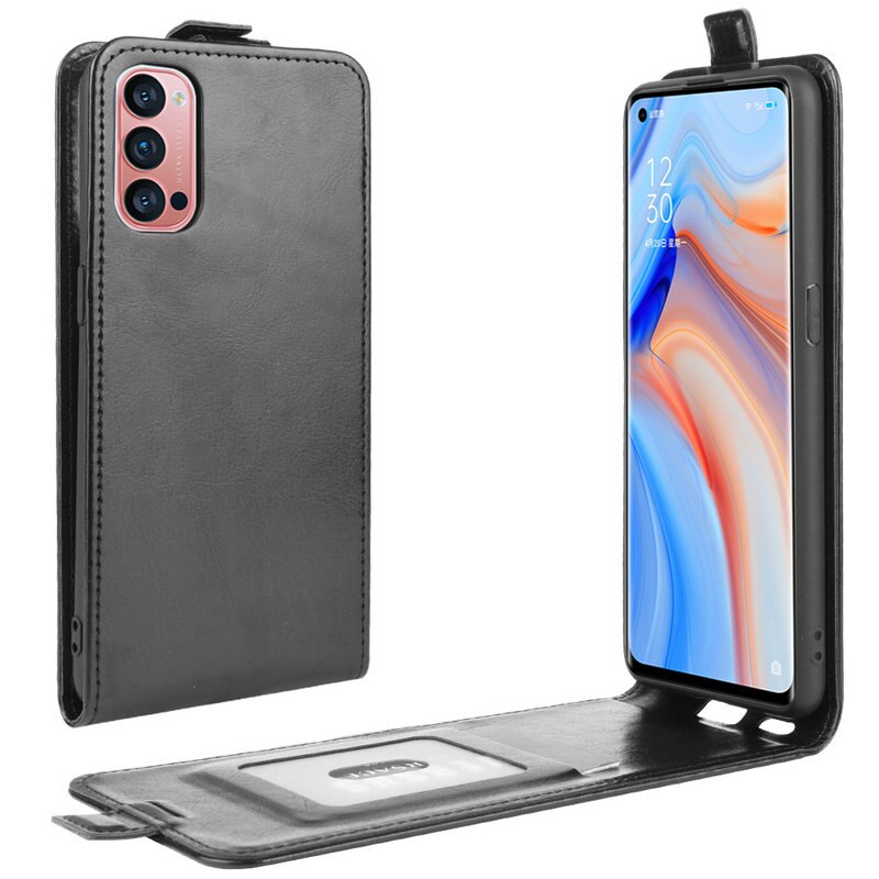 Case OPPO Reno 4 Pro 5G #เคสฝาพับหนัง PU Crazy Horse แนวตั้ง พร้อมช่องเสียบการ์ด