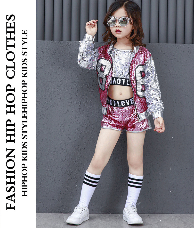 ชุดเต้นเด็กหญิง setแดนเซอร์ สีเงินชมพู