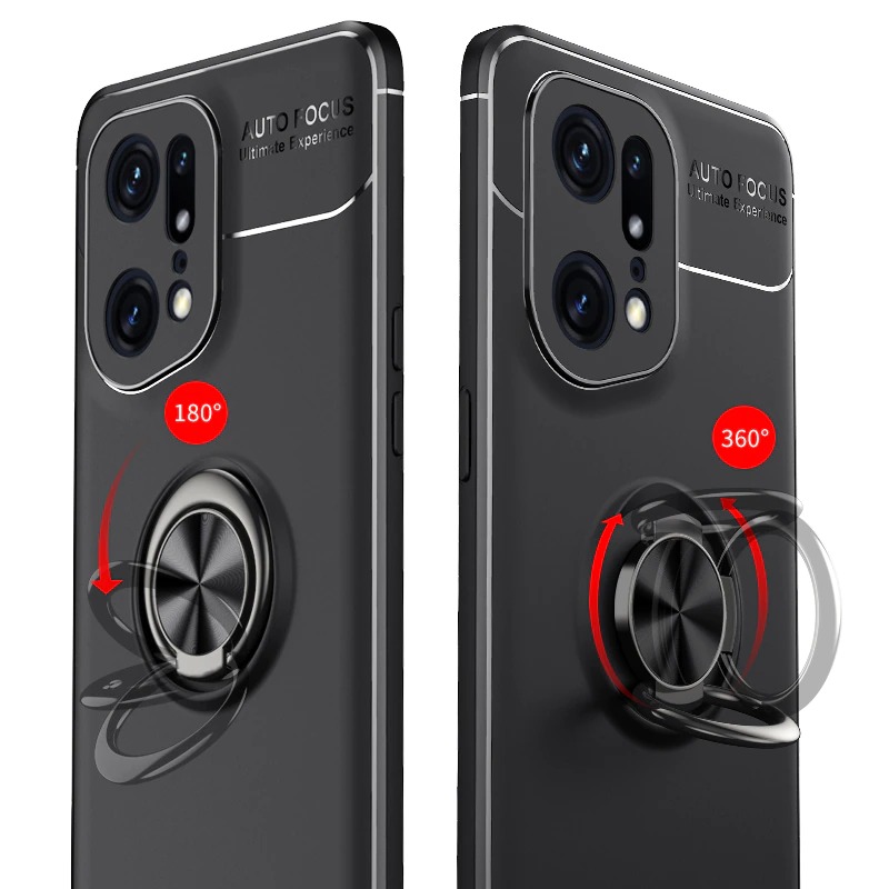 เคส OPPO Find X5 Pro 5G #เคสฝาหลัง TPU Finger Ring Kickstand (แผ่นโลหะแบบ Built-in)