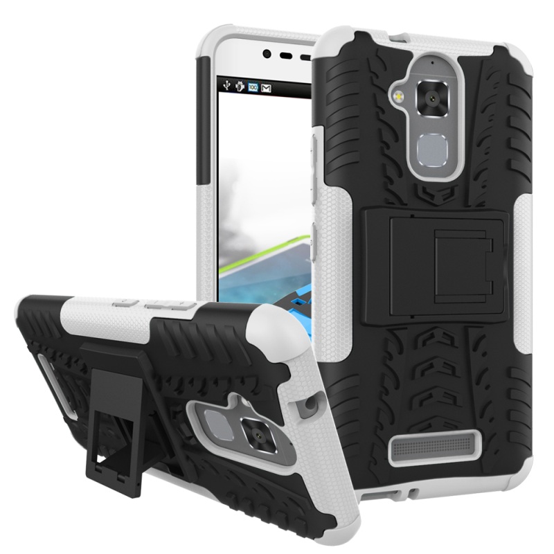 เคส Asus Zenfone 3 Max ZC520TLเคสฝาหลังไฮบริด Tire Pattern Hybrid PC + TPU Kickstand Case