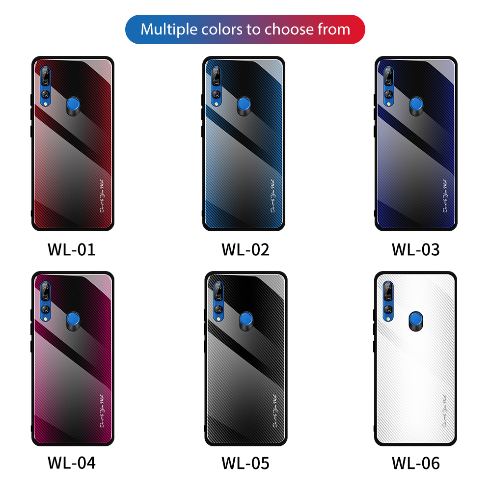 เคส Huawei Y9 Prime 2019 #เคสฝาหลังด้านหลังผิวกระจกนิรภัยไล่ระดับสีขอบนิ่ม Gradient Tempered Glass Back + Soft TPU Edge