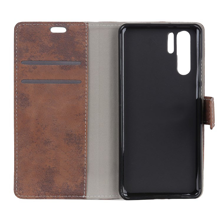 Case Huawei P30 Pro #เคสฝาพับหนัง PU สไตล์ Retro มีช่องเสียบการ์ด