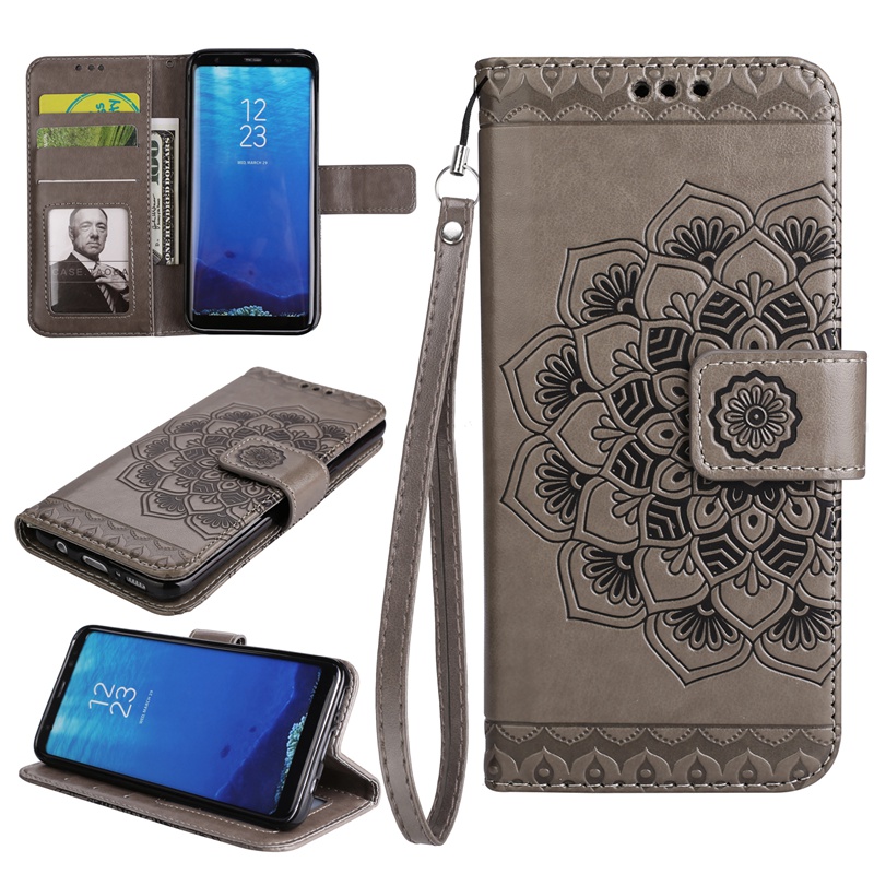 เคส Samsung Galaxy A8+ (2018) #เคสฝาพับหนัง PU พิมพ์ลายแมนดาลา