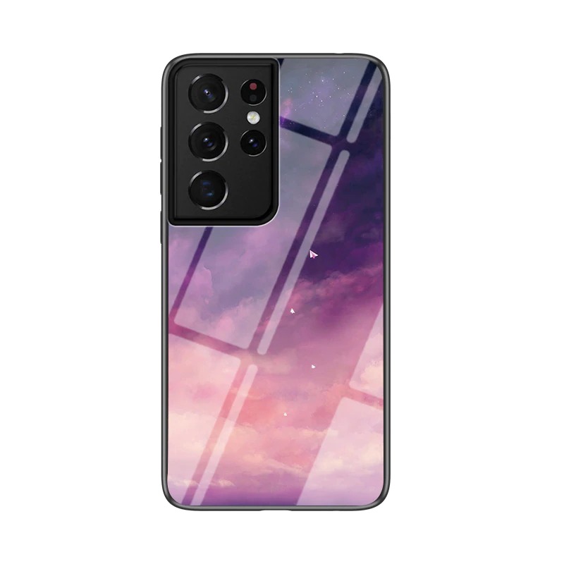 เคส Samsung Galaxy S21 Ultra #เคสฝาหลัง Gradient Color Glass + PC + TPU Hybrid Case