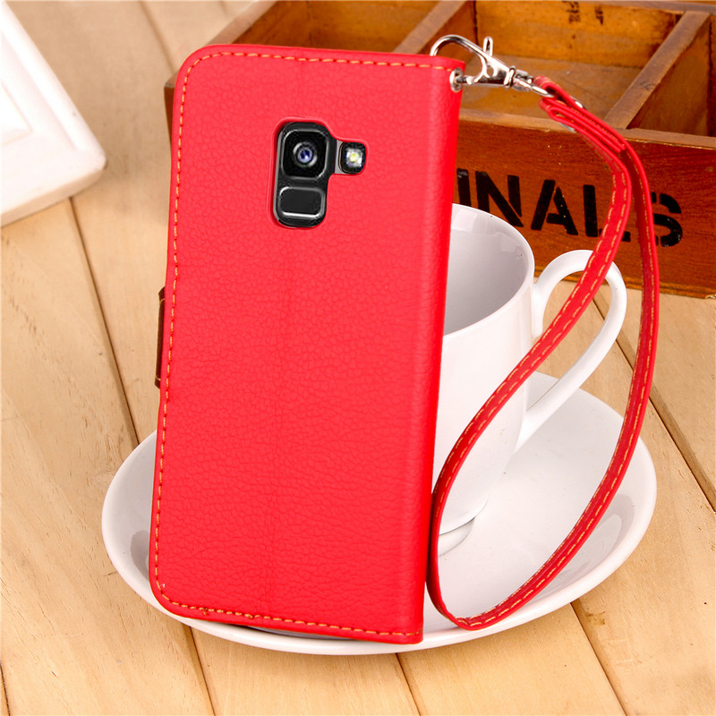 เคส Samsung Galaxy A8 + (2018) #เคสฝาพับแบบกระเป๋าสตางค์ปิดแม่เหล็ก Leaf Shape Magnetic Flap Leather Wallet Case