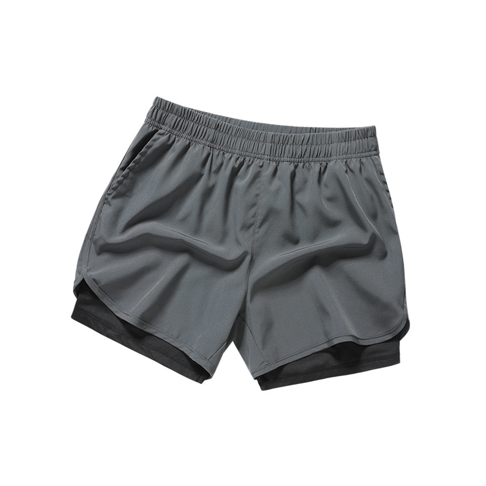 กางเกงวิ่ง 2-in-1 man,woman (ทรงสั้น) สำหรับวิ่งมาราธอน ออกกำลังกาย (F46)